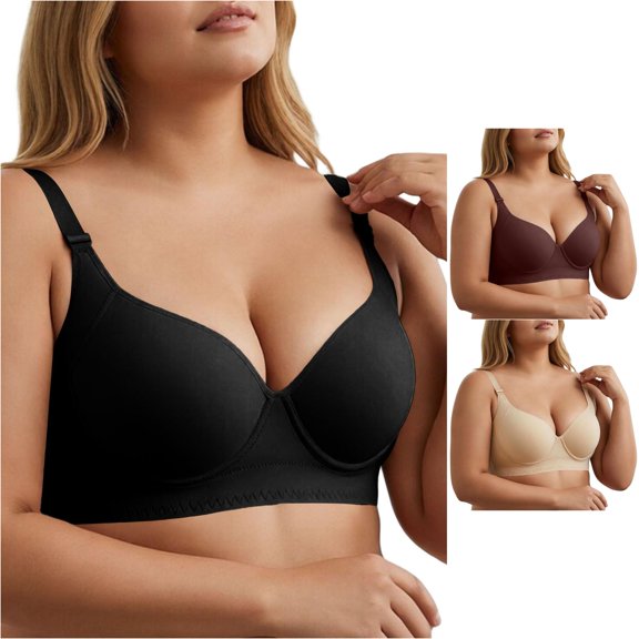 Afdoent Bras for Women Plus Size Full Coverage Push Up Bra with Underwire and Wide Straps for Enhanced Support Seamed Cups Comfortable Everyday Wear