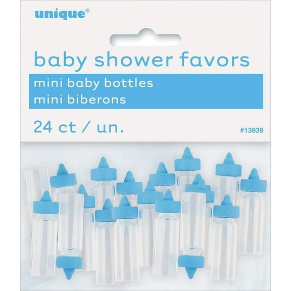 Mini Plastic Baby Bottle Baby Shower Favor Charms, 1 in, Blue, 24ct