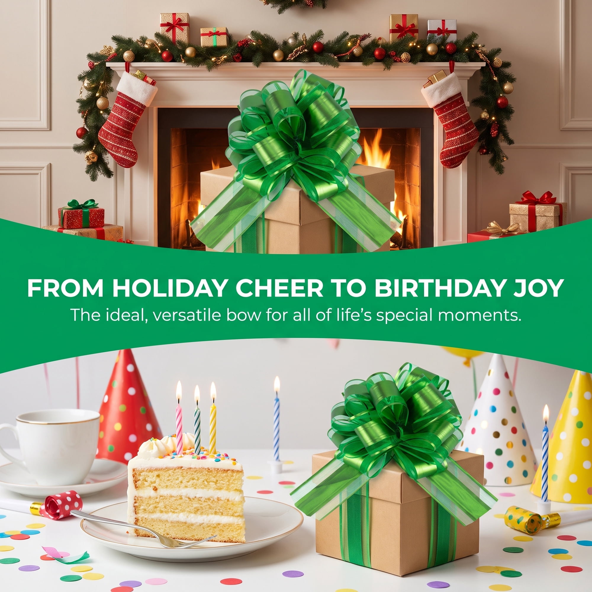 Unique Bargains Elegant Multi-Layered Star Bows for Gift Wrapping and Decoration Green