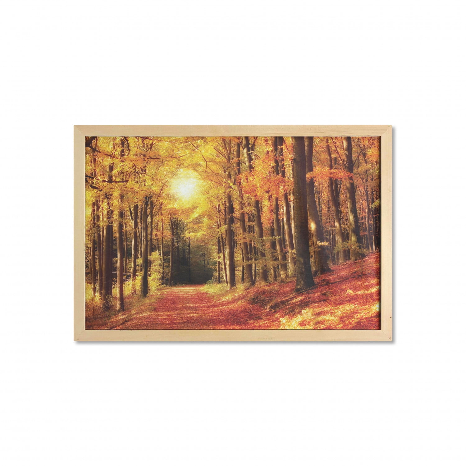 Nature Wall Art with Frame, Vibrant Picture of Forest with Fall Trees ...