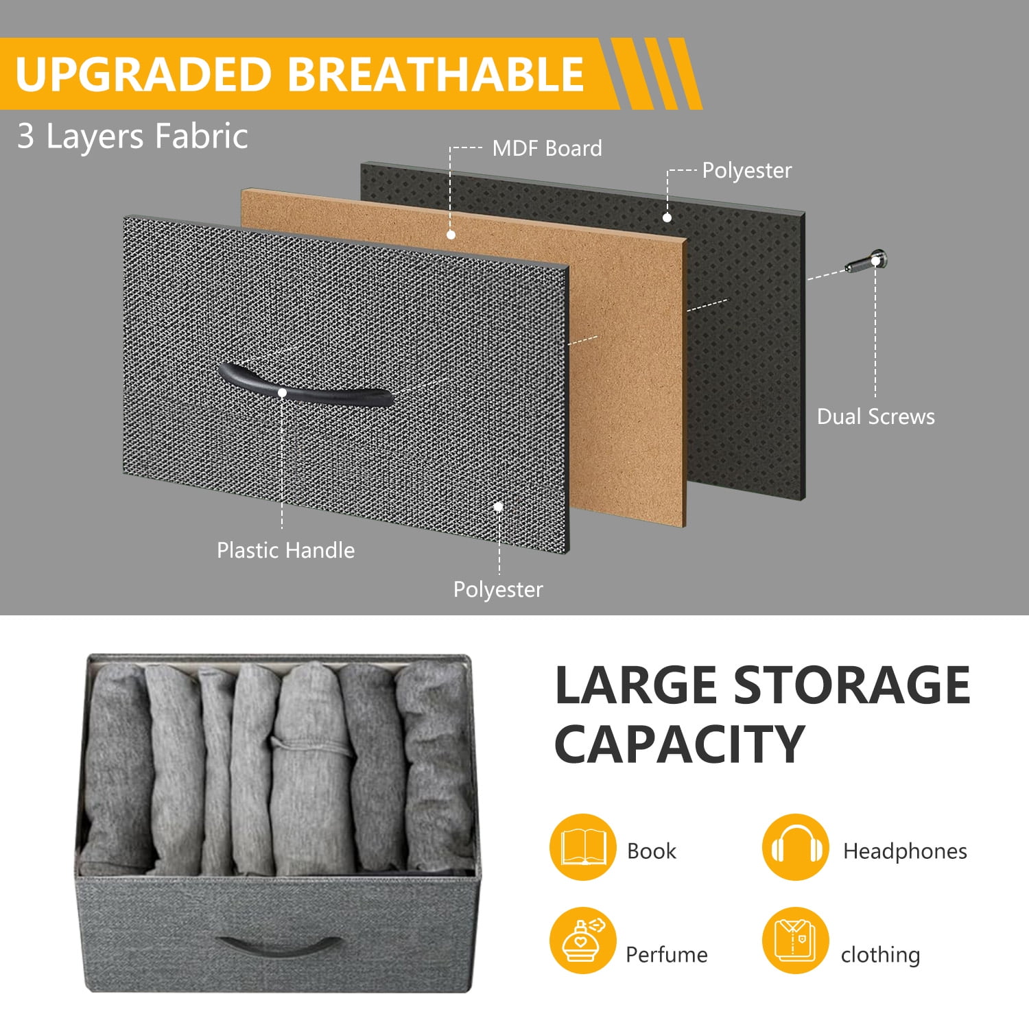 9-Drawer Fabric Dresser with Wood Top - Compact Storage Organizer for Bedroom, Closet, Grey