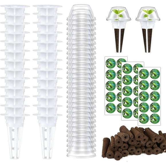 120pcs Hydroponic Seed Pod Kit, Including 30pcs Seed Pod Basket 30pcs Insulation Lids 30pcs Plant Grow Sponge 30pcs Hydroponic Plant Labels Hydroponic