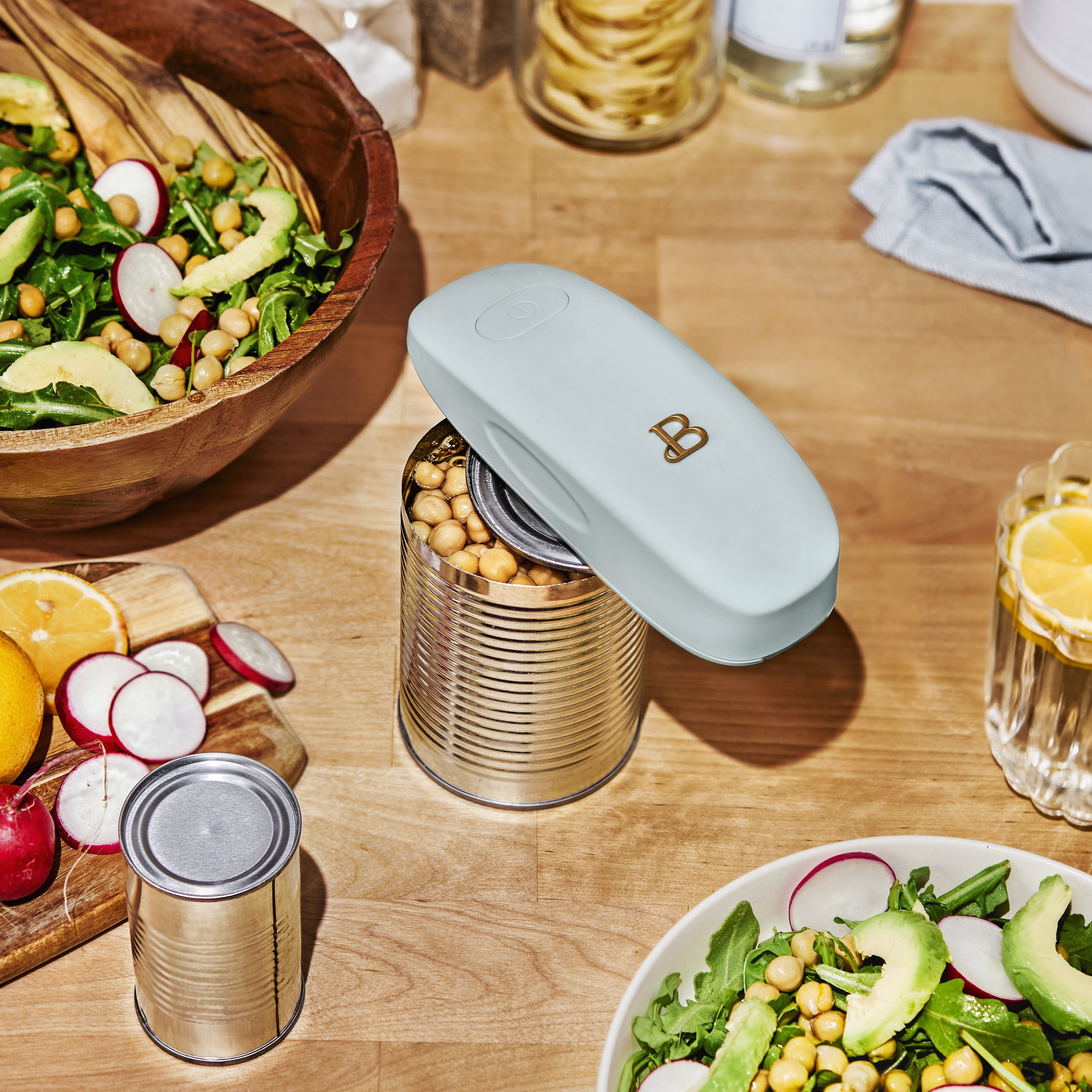 Beautiful Hands-Free Automatic Battery Powered Electric Can Opener, Hydrangea by Drew Barrymore