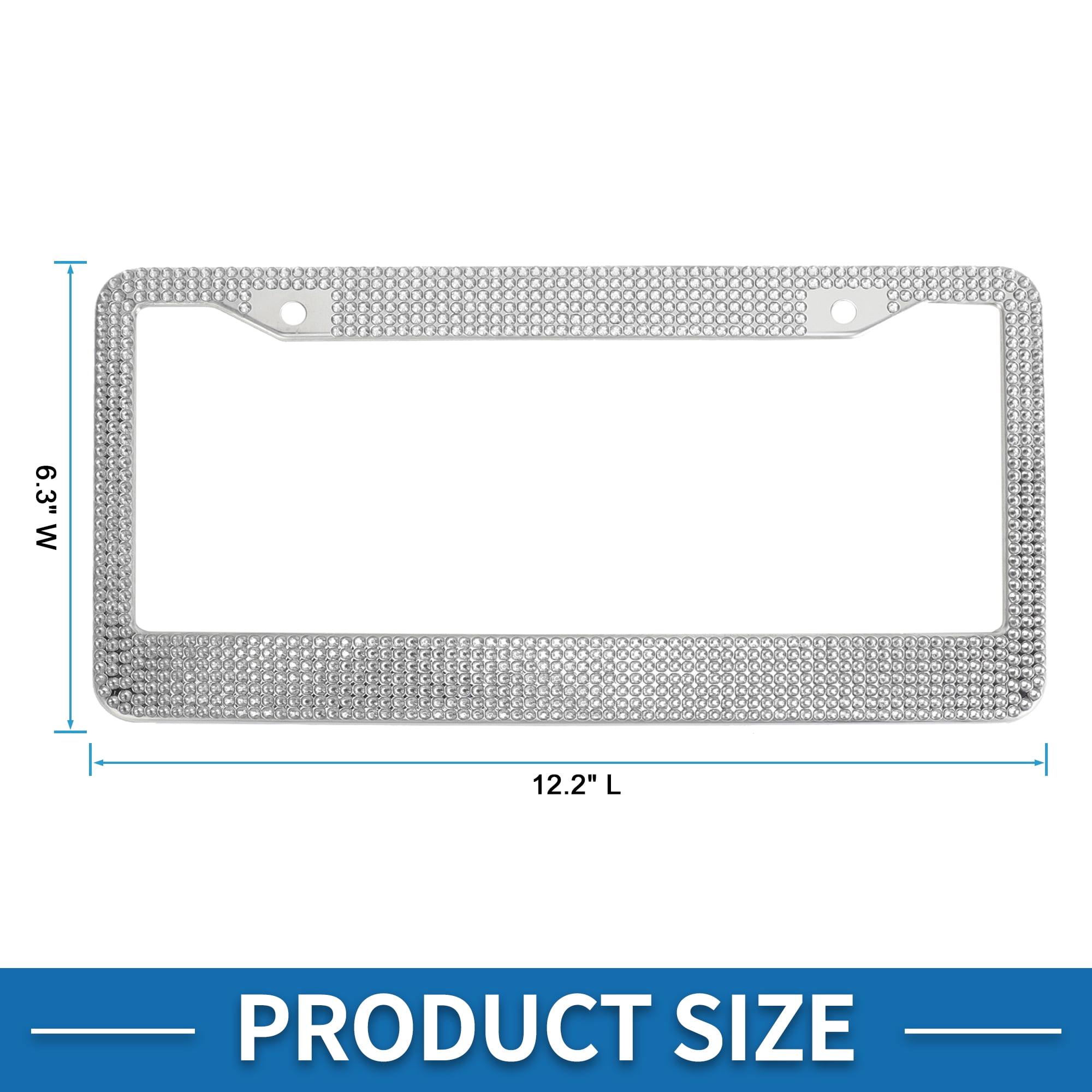 Unique Bargains Stainless Steel License Plate Holder with Round Holes White
