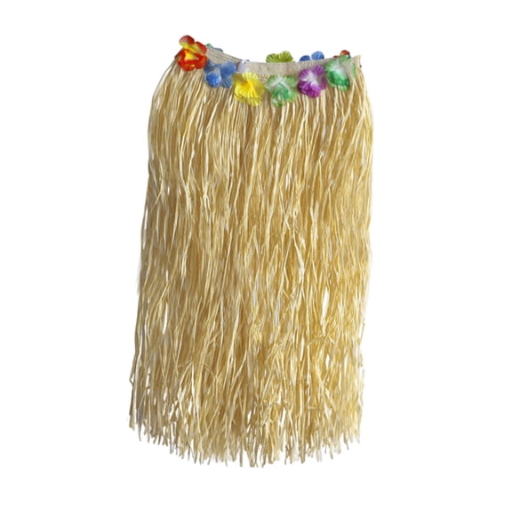 Wxqbjtam Grass Skirt with Flowers Hawaiian Skirt for Fancy Dress, Birthdays, Party, Beach 80CM
