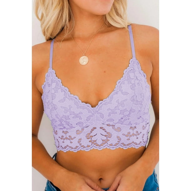 Women's Purple Chunky Lace Bralette Crop Top