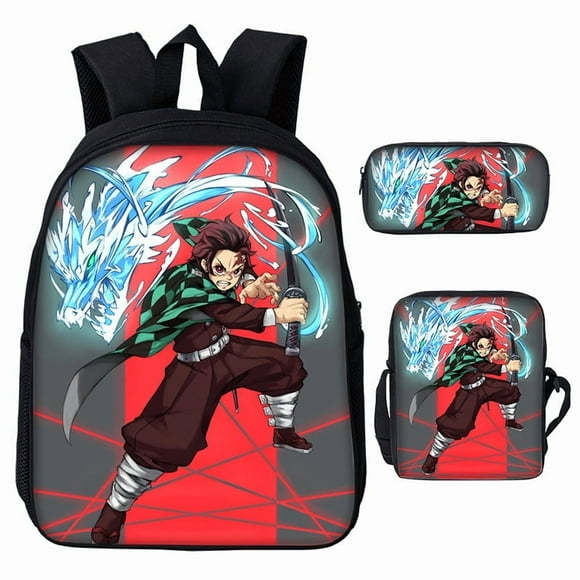 3D Demon Slayer Backpack Cartoon Backpack Three-Piece Printing