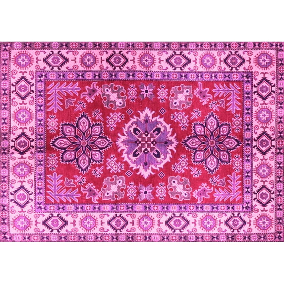 Ahgly Company Indoor Rectangle Geometric Pink Traditional Area Rugs, 7' x 10'