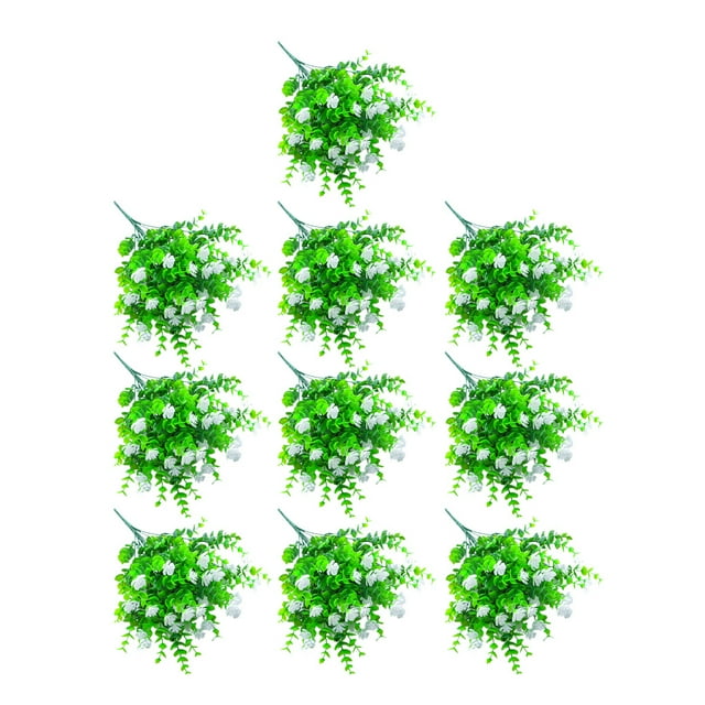 Injueey 10 piezas plantas artificiales simulación plástico Camelia interior exterior hojas verdes ramo de flores boda jardín Decoración Blanco Injueey HA083900-02