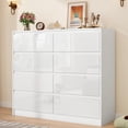 thumbnail image 3 of ChVans 8 Drawer White Dresser for Bedroom, Modern High Gloss 8 Drawers Double Dressers, Wood Chest of Drawer Handle Free,Long Dresser for Bedroom,Living Room,Entryway,Hallway, 3 of 9