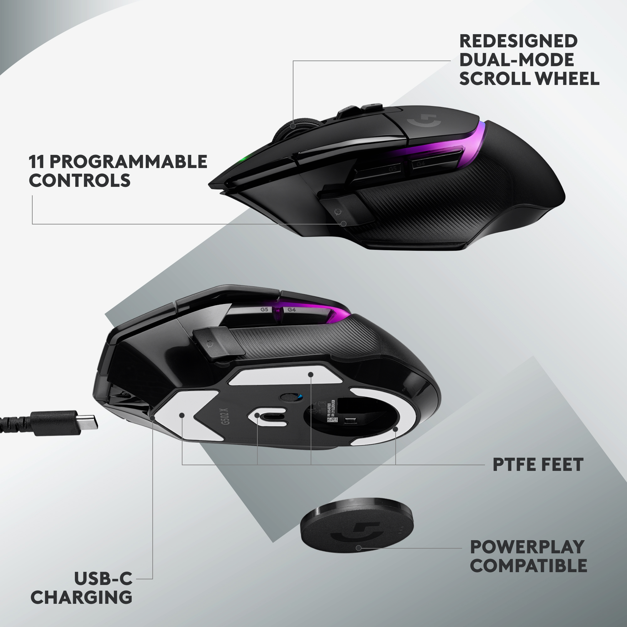 Logitech G502 X Plus Wireless Gaming Mouse, Black photo 7