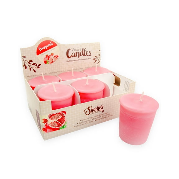Pomegranate Soy Votive Candles - Scented with Natural Fragrance Oils - 6 Red Natural Votive Candle Refills - Christmas & Holiday Collection