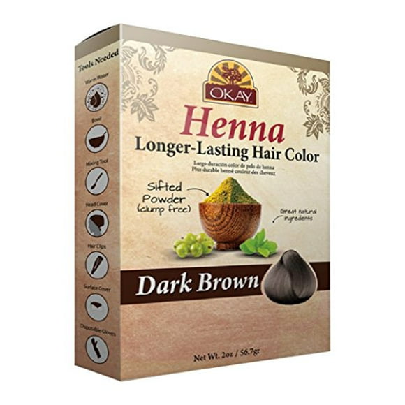 Okay Longer Lasting Henna Color, Dark Brown, 2 oz