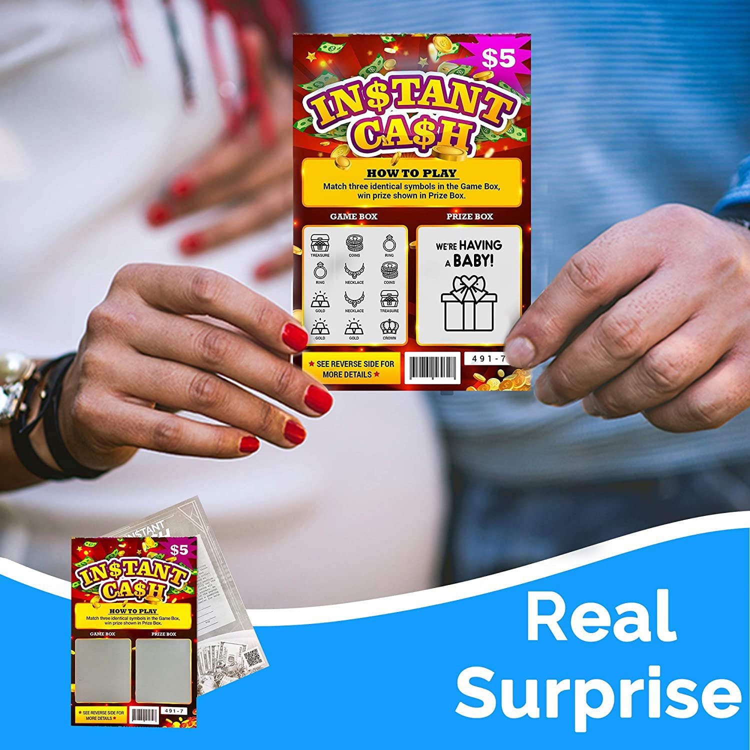Christmas Xmas Surprise Baby Pregnancy Scratch Off Card Scratchcard Match To Win
