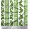 thumbnail image 1 of Soimoi Green Georgette Viscose Fabric Stripe & Paisley Block Print Sewing Fabric Yard 42 Inch Wide, 1 of 3
