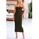 thumbnail image 5 of Vestido PRETTYGARDEN Maxi Sin Tirantes con Nudo Torcido en Canalé Verde Militar Talla L, 5 of 8