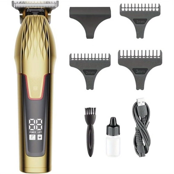 1PC Electric Hair Clippers & Trimmer for Men, Professional Cordless & Corded Barber Clippers for Men, Rechargeable Beard Trimmer for Hair Cutting & Grooming, Gold