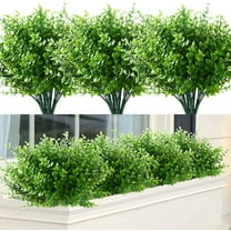 Viworld Artificial Flowers Outdoor Fake Flowers for Decoration UV Resistant No Fade Faux Plastic Plants Garden Porch Window Box Decor (18 Bundles, Green)
