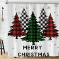 thumbnail image 2 of Merry Christmas Tree Shower Curtain Xmas Decor Buffalo Plaid Pine Trees in Snowflakes Bathroom Curtain Winter Decor 72x72 In, 2 of 7