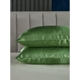 thumbnail image 4 of Move Over Grass Green Satin Pillowcases Queen, Silk like Satin Pillow Cover Set of 2, Silky Microfiber Solid Pattern, 2 Pack, 4 of 7