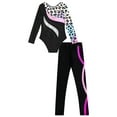 thumbnail image 6 of YiZYiF Kids Girls Gym Yoga Suit Shiny Rhinestones Print Leotard with Pants Sportswear Activewear Leopard&Hot Pink 10, 6 of 7