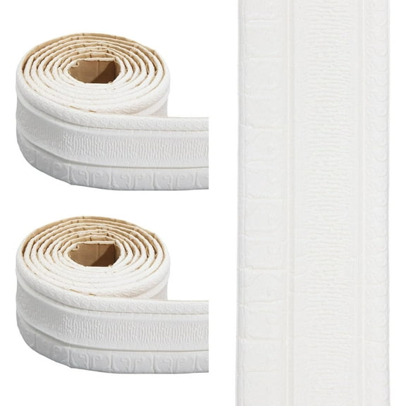 2 Roll 90.6×3.15" Peel and Stick Self Adhesive Flexible Foam Trim 3D Sticky Decorative Wallpaper Border Peel and Stick Trim for DIY Home Hotel Decoration
