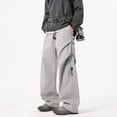 thumbnail image 2 of Pantalon Décontracté à Coupe Ample et Jambe Droite pour Tous les Jours avec Design Plissé, Adapté à la Mode de Rue Extérieure d'Automne et au Style Polyvalent, 2 of 4
