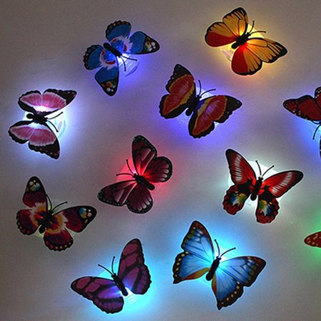 

Visland LED Butterfly Decoration Night Light 3D Butterfly Sticker Wall Light for Garden Backyard Lawn Party Festive(6PCS Random Color)