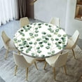 thumbnail image 2 of Round Green Leaves Fitted Tablecloth with Polyester Backing Elastic Edge Design Table Cover Waterproof Oil-Proof Table Cloth Stain-Resistant Wipeable for Round Table (Best for 52" R), 2 of 6