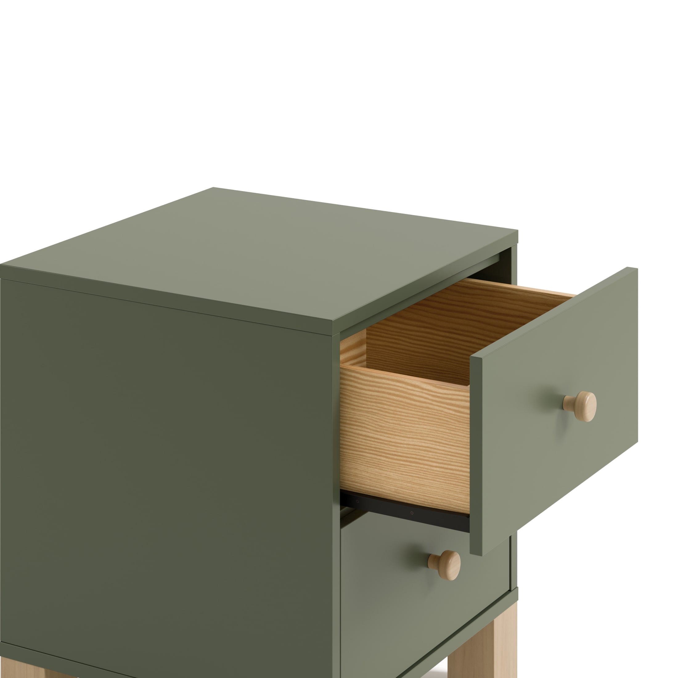 Storkcraft California 2 Drawer Nightstand, Olive and Driftwood