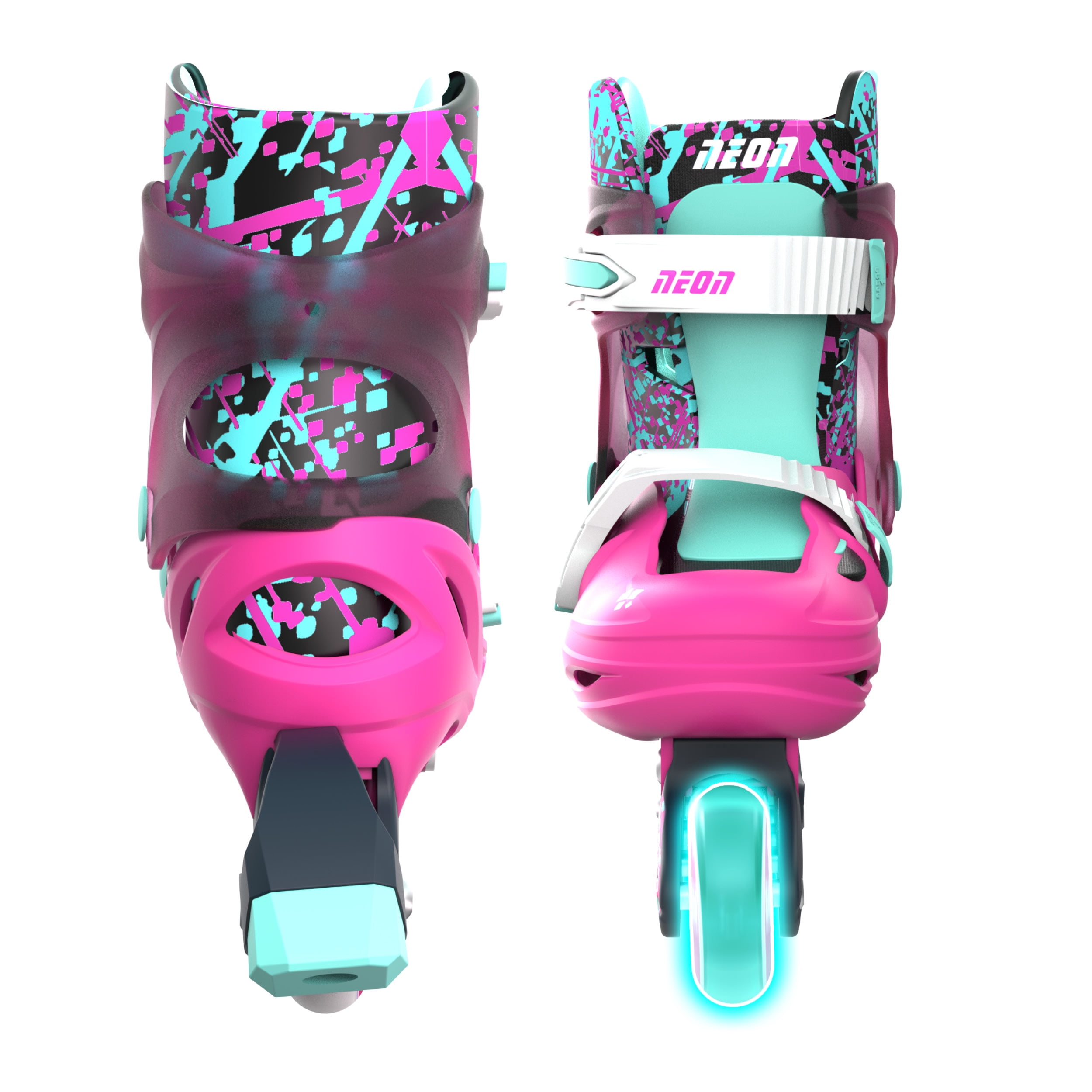 Yvolution Neon Kids Inline Skates - Girls, Size 12-2 Adjustable, One Pair, Pink and Green