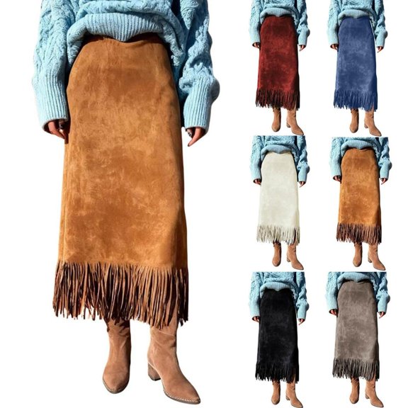HBBIKVI Maxi Vacation Skirts for Women Boho Tiered Ruffle Skirt with Solid Color Drawstring Elastic Waist and Pockets for Casual Vacation