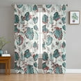 thumbnail image 3 of Sheer Curtains 84 inches Long, Mid Century Vintage Flowers Leaves Butterflies Light Filtering Sheer Window Curtains Rod Pocket Voile Drapes for Bedroom Living Room, 52"W x 84"L 2 Panels, 3 of 7