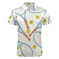 thumbnail image 4 of Pattern with Tennis Rackets with Tennis Balls Men Zipper T-shirt Summer Casual Short Sleeve T-shirt Top, 4 of 7