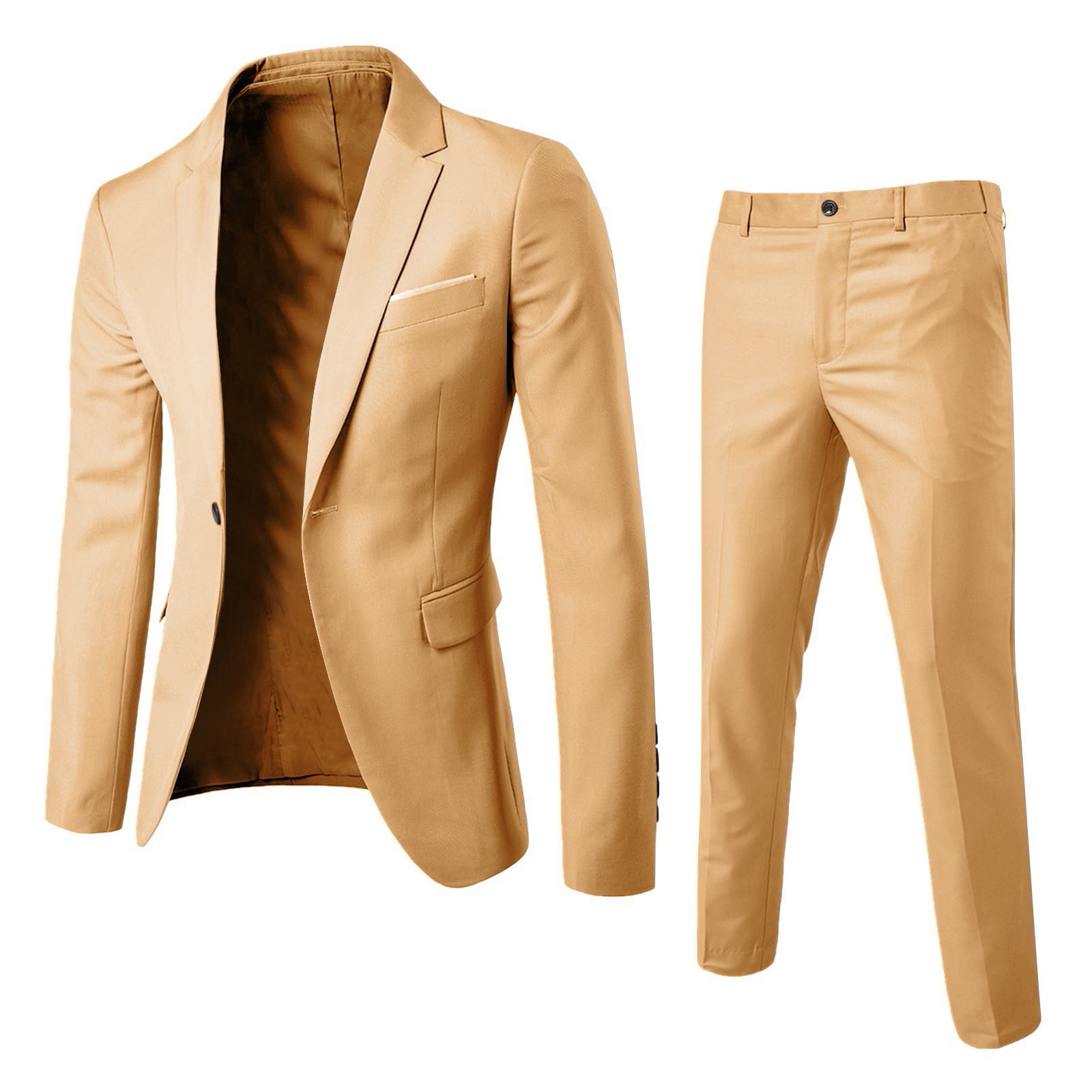Costume Homme 2 Pièces Slim Fit - Veste 1 Bouton, Pantalon, Pour Mariage/bureau, Polyester/coton
