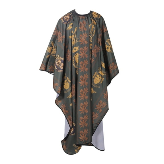 Unique Bargains 1 Pc Maple Leaf Hair Cut Barber Cape for Hair Cut Black Yellow