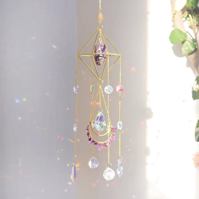 Xiao Hua Atrapasueños de cristal con forma de bola, adorno colgante para ventana, jardín, decoración navideña - B05