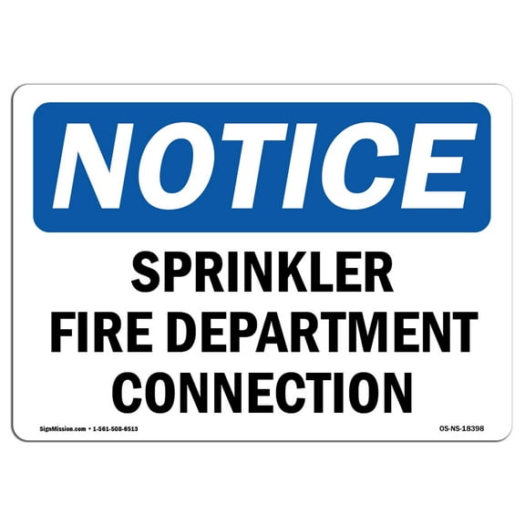 OSHA Notice Signs - Sprinkler Fire Department Connection | Decal | Protect Your Business, Construction Site, Warehouse | Made in the USA