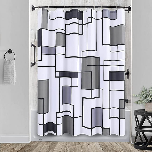Shower Curtain Light Grey, Black Shower Curtain for Bathroom,Grey and ...
