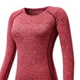 thumbnail image 2 of WMTBSRSW Womens Quick Dry Yoga Tops Crewneck Long Sleeve Athletic Workout Shirts Slim Fit Running Gym Tee Red X-Large, 2 of 4