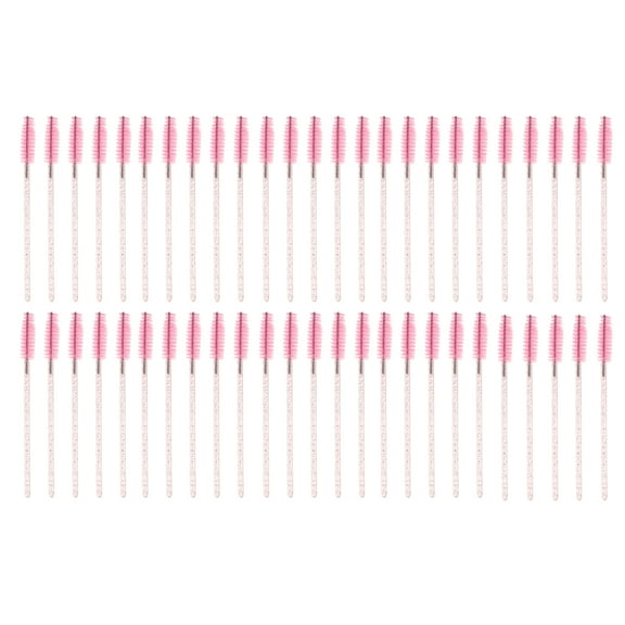 Unique Bargains 50 Pcs Lightweight Eyebrow Brushes for Business Travel Pink Nylon Plastic