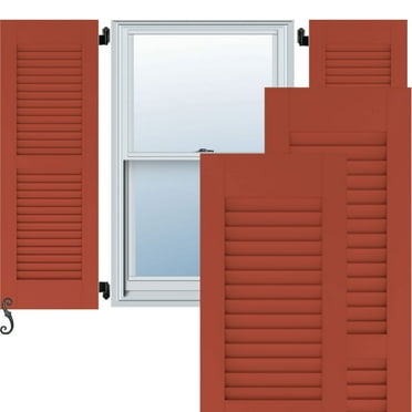 12"W x 53"H Americraft Two Equal Louver Exterior Real Wood Shutters (Per Pair), Colorful Leaves