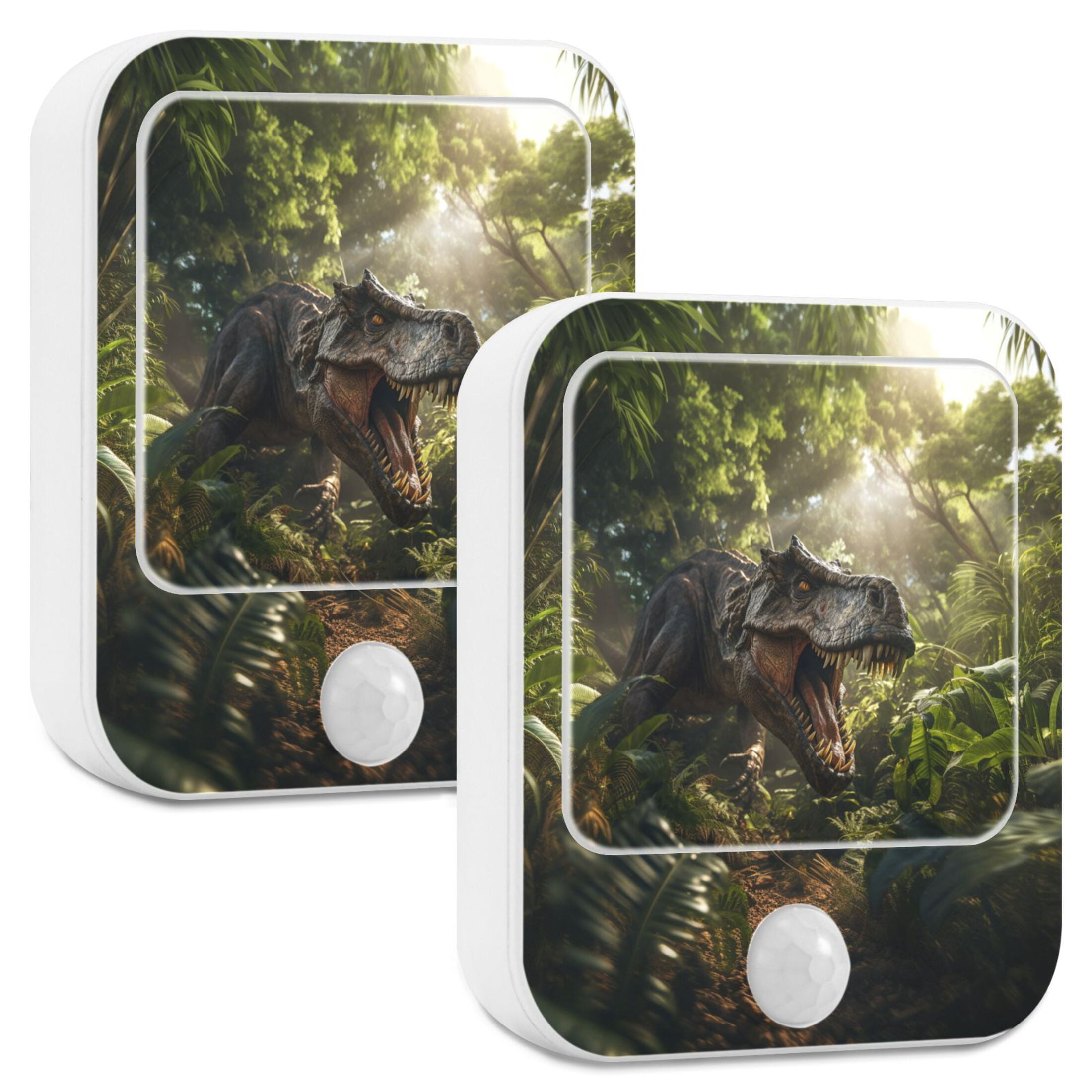 Dinosaur Leaves Trees Sunlight Night Lights Plug into Wall LED with Auto Light Sensor Warm Light for Kids Hallway Bedroom Living Room Kitchen Bathroom Set of 2