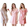 thumbnail image 2 of Dames d'Été Robe de Nuit Couleur Unie Grande Taille Service à Domicile Pyjamas à Manches Courtes Rouge XL, 2 of 3