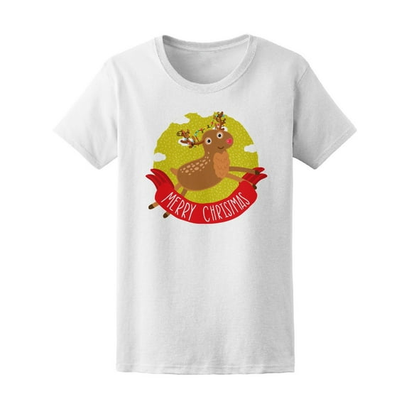 Merry Christmas Deer Holiday Tee Women's -Image by Shutterstock