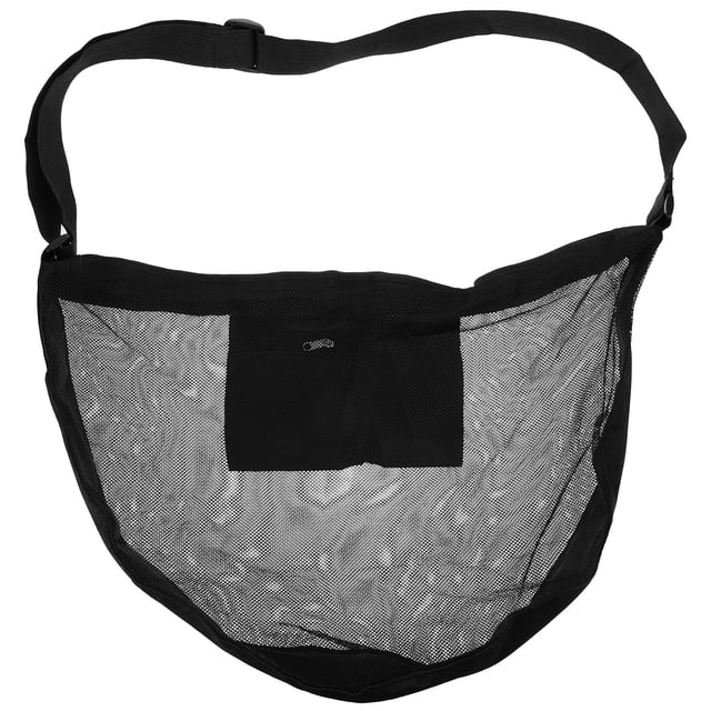 1Pack Black Mesh Cloth Single Ball Bag for Basketball with Adjustable Strap Portable Simple Design