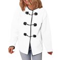 thumbnail image 5 of Women's Winter Casual Jackets Solid Faux Long Sleeve Round Neck Pockets Fleece Casual Trendy Outerwear Outerwear Coats with Pockets White S-2XL, 5 of 7