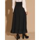 thumbnail image 3 of Falda gótica Allegra K Cintura alta con botones y dobladillo con volantes Maxi Negro M, 3 of 6