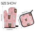 thumbnail image 2 of Yayeee Oven Mitts and Pot Holder Set of 4 Heat Resistant Kitchen Gloves Baking Hot Pad, Brown Hand Drawn Cups, 2 of 5
