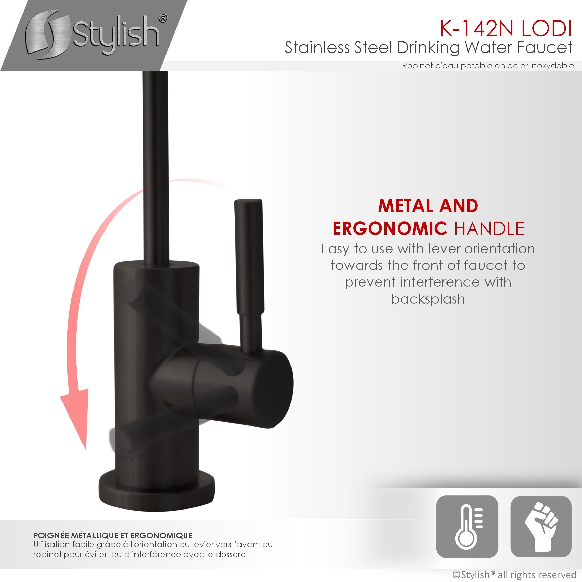 Stylish Ht 14” Matte Black Single Handle Kitchen Faucet with Drinking Water Tap K131NK142N